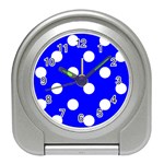 Polka Dots - White on Blue Desk Alarm Clock