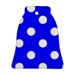 Polka Dots - White on Blue Ornament (Bell)