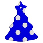 Polka Dots - White on Blue Ornament (Christmas Tree)