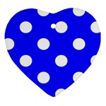 Polka Dots - White on Blue Ornament (Heart)