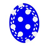 Polka Dots - White on Blue Ornament (Bell) Ornament (Oval Filigree)