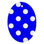 Polka Dots - White on Blue Ornament (Oval)