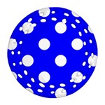 Polka Dots - White on Blue Ornament (Round Filigree)