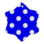 Polka Dots - White on Blue Ornament (Snowflake)