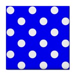 Polka Dots - White on Blue Tile Coaster