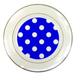 Polka Dots - White on Blue Porcelain Plate