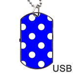 Polka Dots - White on Blue Dog Tag USB Flash (One Side)