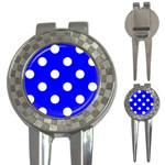 Polka Dots - White on Blue 3-in-1 Golf Divot