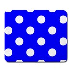 Polka Dots - White on Blue Large Mousepad