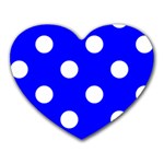 Polka Dots - White on Blue Heart Mousepad