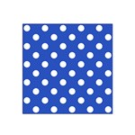 Polka Dots - White on Cerulean Blue Satin Bandana Scarf