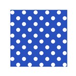 Polka Dots - White on Cerulean Blue Small Satin Scarf  (Square)