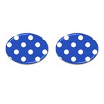 Polka Dots - White on Cerulean Blue Cufflinks (Oval)