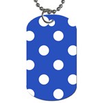 Polka Dots - White on Cerulean Blue Dog Tag (One Side)