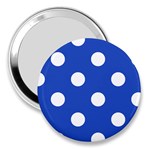 Polka Dots - White on Cerulean Blue 3  Handbag Mirror