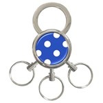 Polka Dots - White on Cerulean Blue 3-Ring Key Chain