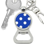 Polka Dots - White on Cerulean Blue Bottle Opener Key Chain