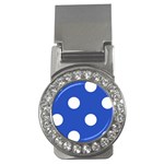 Polka Dots - White on Cerulean Blue Money Clip (CZ)