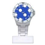 Polka Dots - White on Cerulean Blue Nurses Watch