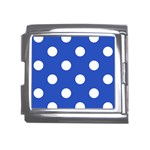 Polka Dots - White on Cerulean Blue Mega Link Italian Charm (18mm)