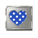 Polka Dots - White on Cerulean Blue Mega Link Heart Italian Charm (18mm)