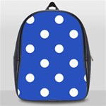 Polka Dots - White on Cerulean Blue School Bag (Large)