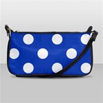 Polka Dots - White on Cerulean Blue Shoulder Clutch Bag