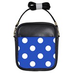 Polka Dots - White on Cerulean Blue Girls Sling Bag