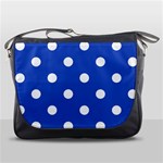 Polka Dots - White on Cerulean Blue Messenger Bag