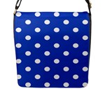 Polka Dots - White on Cerulean Blue Flap Closure Messenger Bag (L)