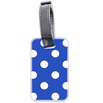 Polka Dots - White on Cerulean Blue Luggage Tag (Two Sides)