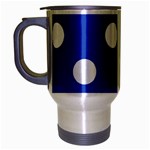 Polka Dots - White on Cerulean Blue Travel Mug (Silver Gray)