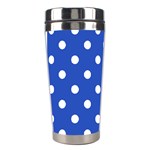 Polka Dots - White on Cerulean Blue Stainless Steel Travel Tumbler