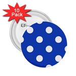 Polka Dots - White on Cerulean Blue 2.25  Button (10 pack)