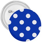 Polka Dots - White on Cerulean Blue 3  Button