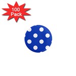 Polka Dots - White on Cerulean Blue 1  Mini Magnet (100 pack)