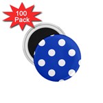 Polka Dots - White on Cerulean Blue 1.75  Magnet (100 pack)