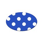 Polka Dots - White on Cerulean Blue Sticker Oval (100 pack)