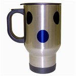 Polka Dots - Cerulean Blue on White Travel Mug (Silver Gray)