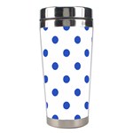 Polka Dots - Cerulean Blue on White Stainless Steel Travel Tumbler