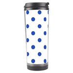 Polka Dots - Cerulean Blue on White Travel Tumbler