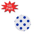 Polka Dots - Cerulean Blue on White 1  Mini Button (100 pack)