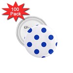 Polka Dots - Cerulean Blue on White 1.75  Button (100 pack)