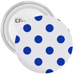 Polka Dots - Cerulean Blue on White 3  Button