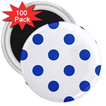 Polka Dots - Cerulean Blue on White 3  Magnet (100 pack)