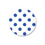 Polka Dots - Cerulean Blue on White Magnet 3  (Round)