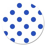 Polka Dots - Cerulean Blue on White Magnet 5  (Round)