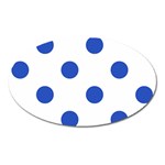 Polka Dots - Cerulean Blue on White Magnet (Oval)