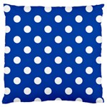 Polka Dots - White on Cobalt Blue Large Flano Cushion Case (One Side)