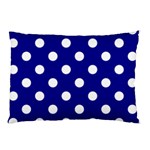 Polka Dots - White on Dark Blue Pillow Case (Two Sides)